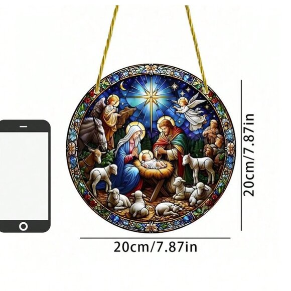 Christmas Nativity Advent Suncatcher Round NWT 7.87 inch NWT - Picture 2 of 4